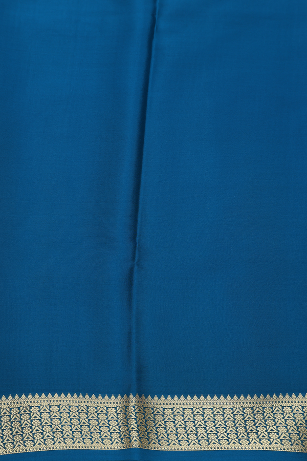 Mysore Silk Saree In Teal Blue With Checks Design