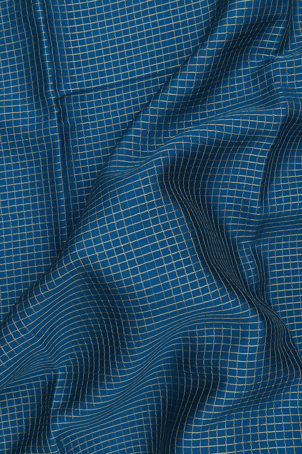Mysore Silk Saree In Teal Blue With Checks Design