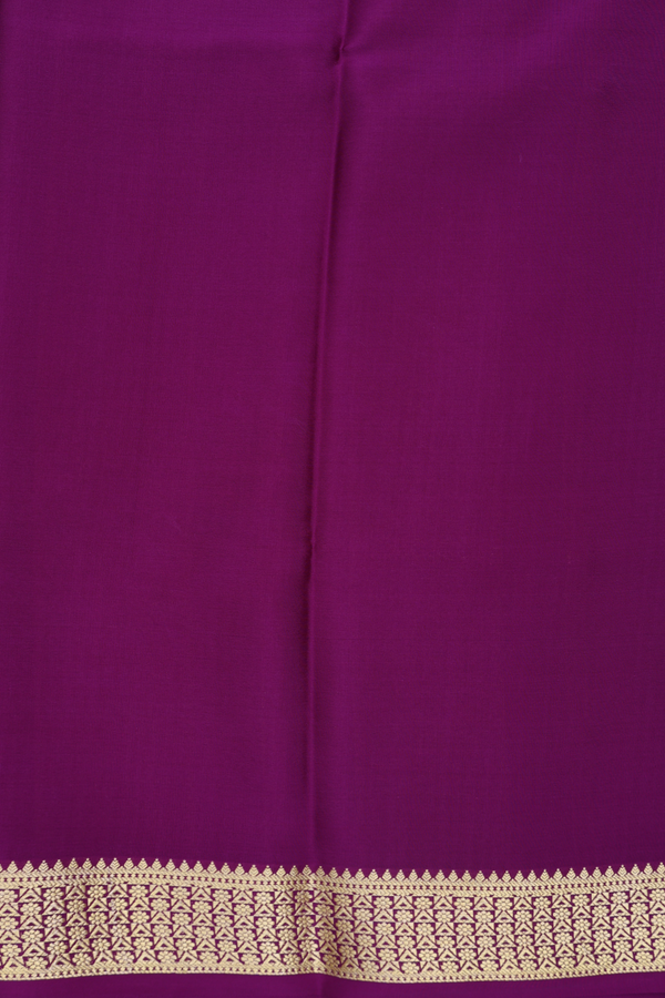 Mysore Silk Saree In Deep Purple With Checks Design