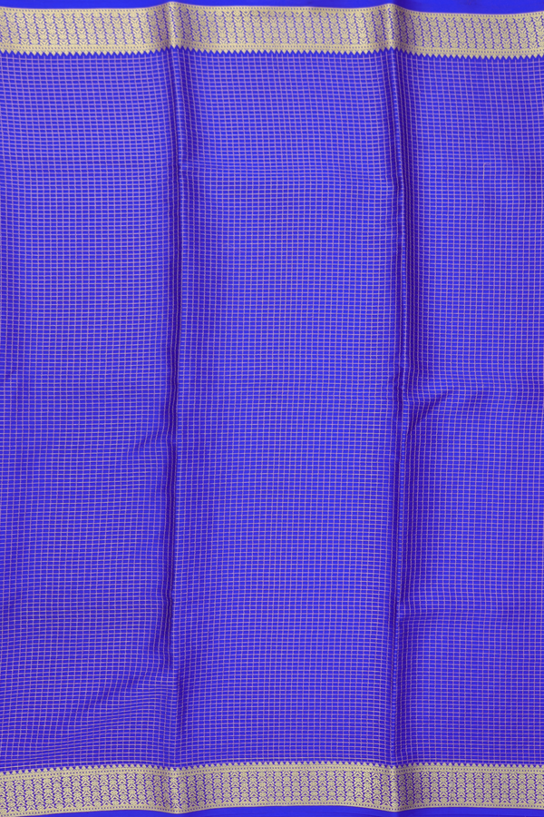 Mysore Silk Saree In Indigo Blue With Checks Design