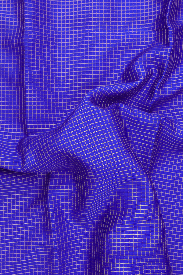 Mysore Silk Saree In Indigo Blue With Checks Design