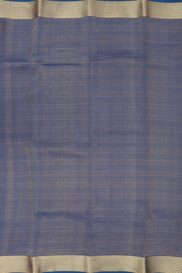 Mysore Silk Saree In Prussian Blue With Brocade Design