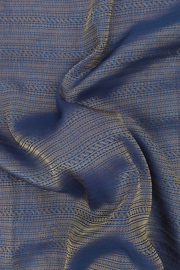 Mysore Silk Saree In Prussian Blue With Brocade Design