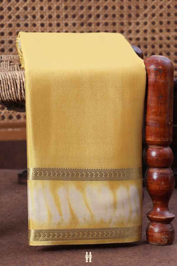 Mysore Silk Saree In Yellow With Zari Border