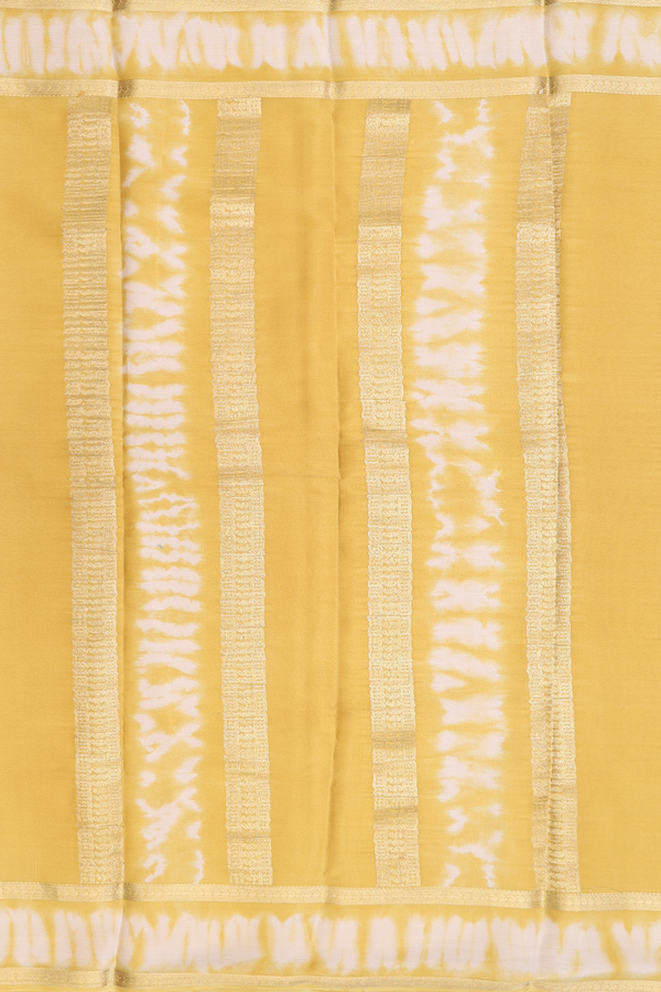 Mysore Silk Saree In Yellow With Zari Border