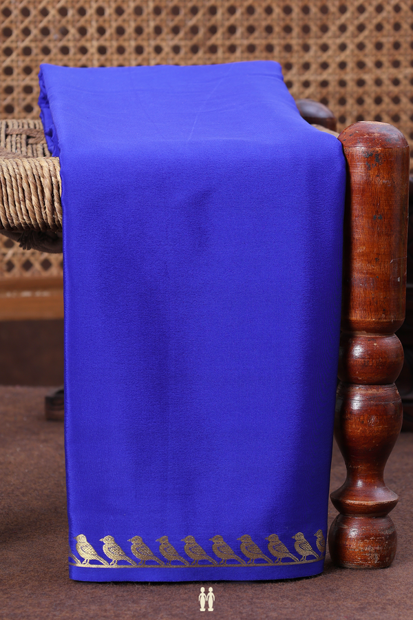Mysore Silk Saree In Royal Blue With Zari Border