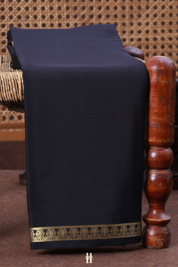 Mysore Silk Saree In Black With Zari Border