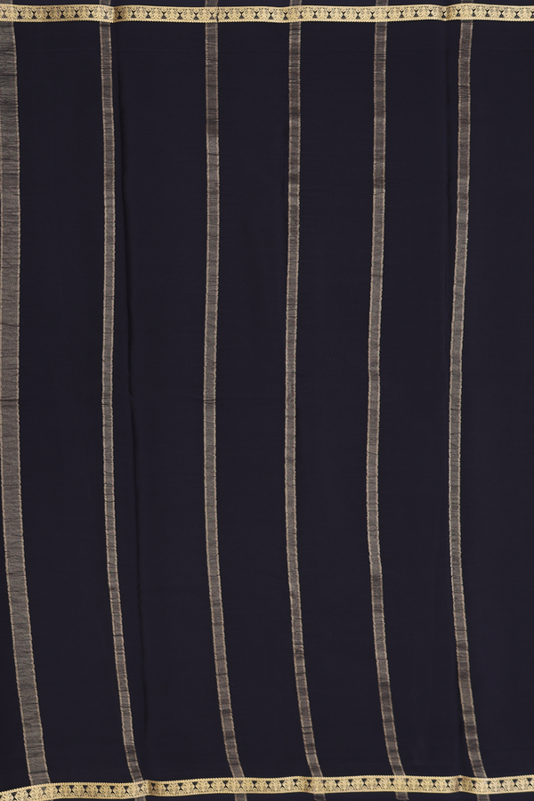 Mysore Silk Saree In Black With Zari Border