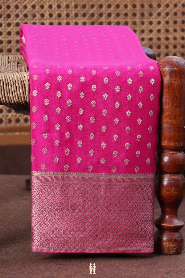 Mysore Silk Saree In Dark Pink With Zari Buttas