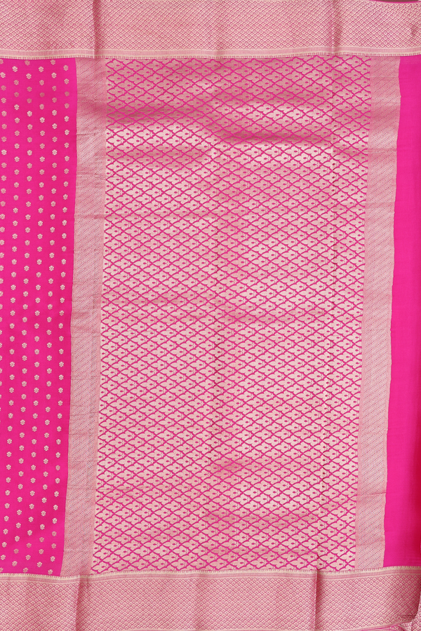 Mysore Silk Saree In Dark Pink With Zari Buttas