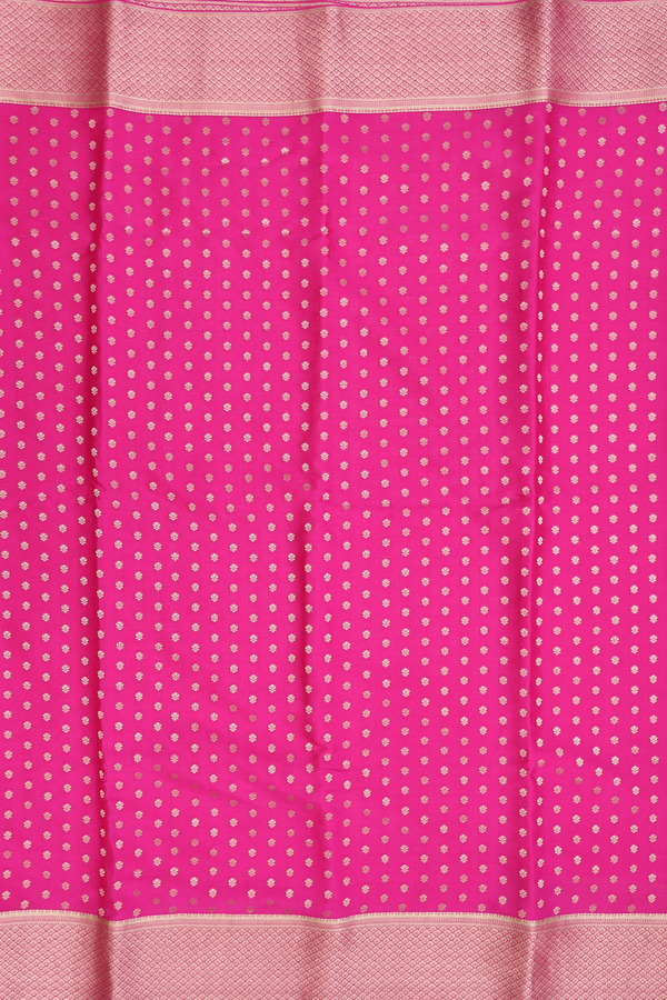 Mysore Silk Saree In Dark Pink With Zari Buttas