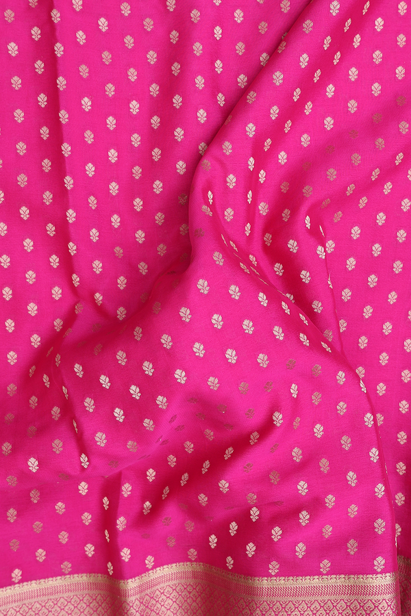 Mysore Silk Saree In Dark Pink With Zari Buttas