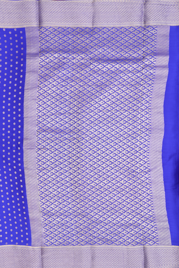Mysore Silk Saree In Indigo Blue With Zari Buttis