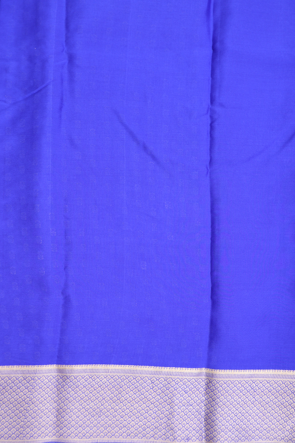 Mysore Silk Saree In Indigo Blue With Zari Buttis