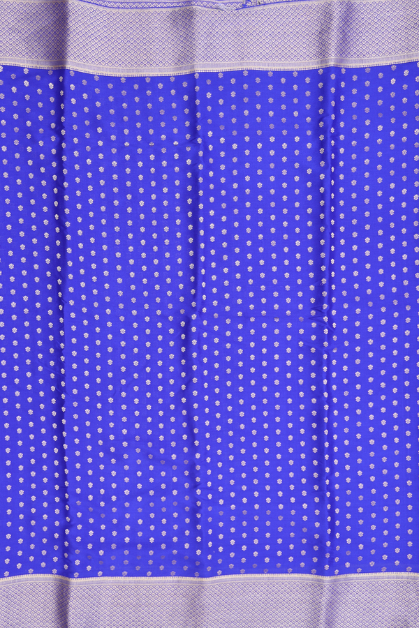Mysore Silk Saree In Indigo Blue With Zari Buttis