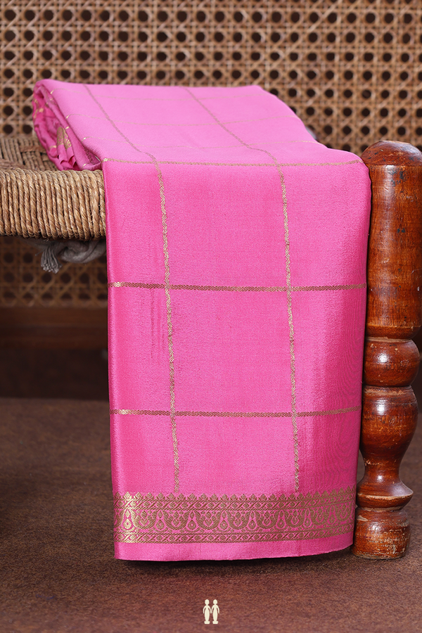 Mysore Silk Saree In Lotus Pink With Checks Design