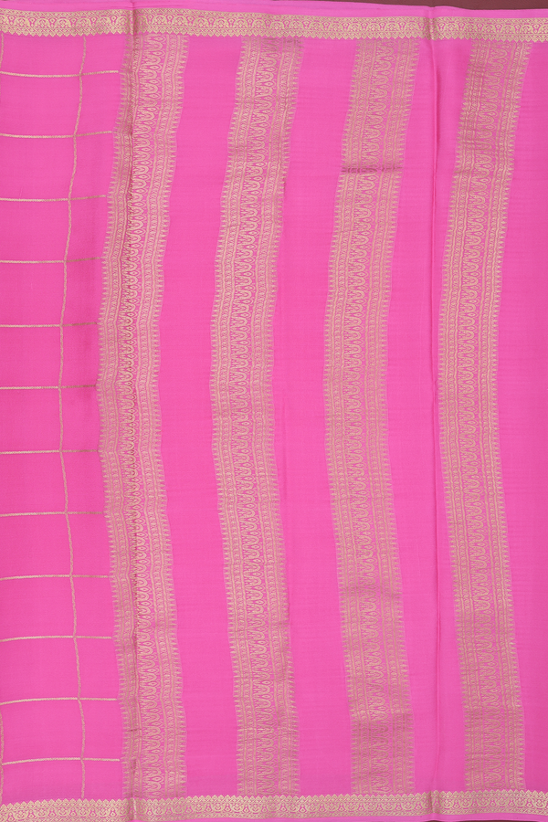 Mysore Silk Saree In Lotus Pink With Checks Design