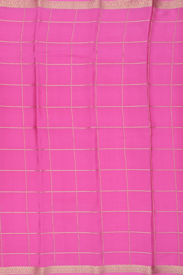 Mysore Silk Saree In Lotus Pink With Checks Design