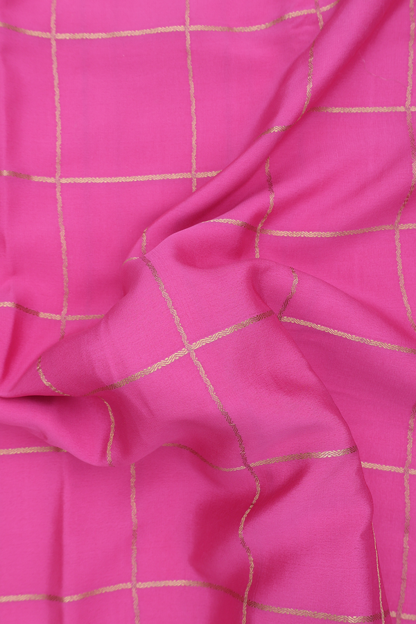 Mysore Silk Saree In Lotus Pink With Checks Design