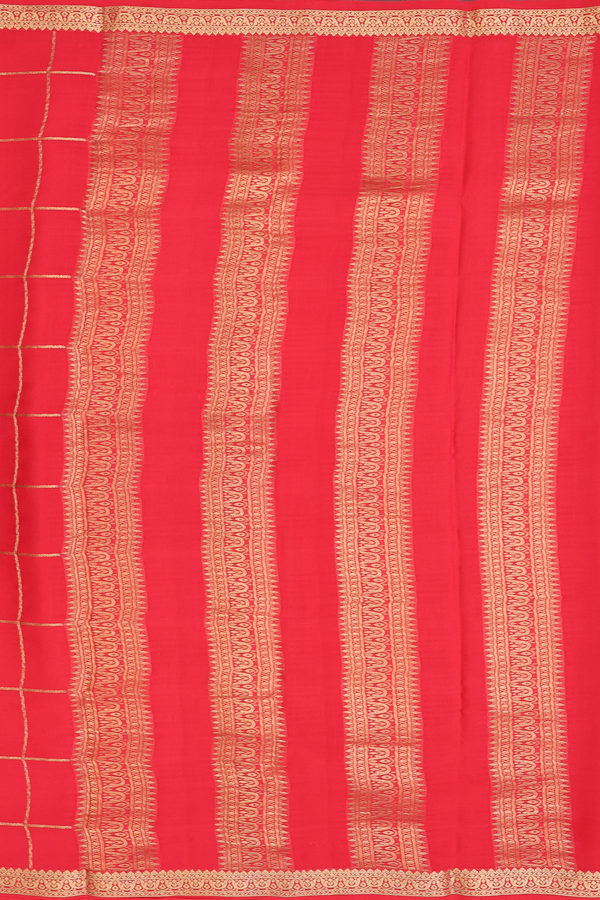 Mysore Silk Saree In Chilli Red With Checks Design
