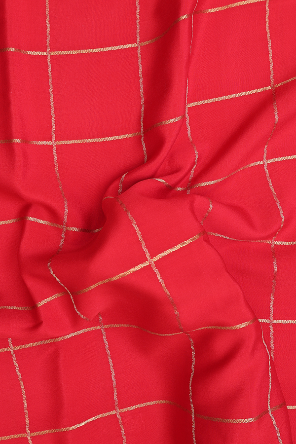 Mysore Silk Saree In Chilli Red With Checks Design