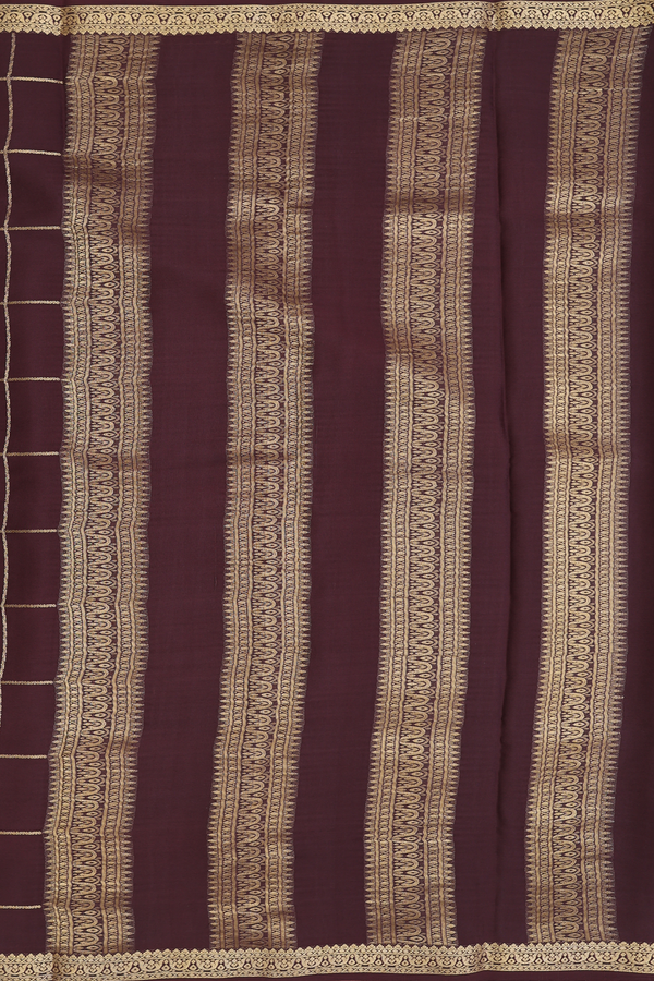 Mysore Silk Saree In Coffee Brown With Checks Design