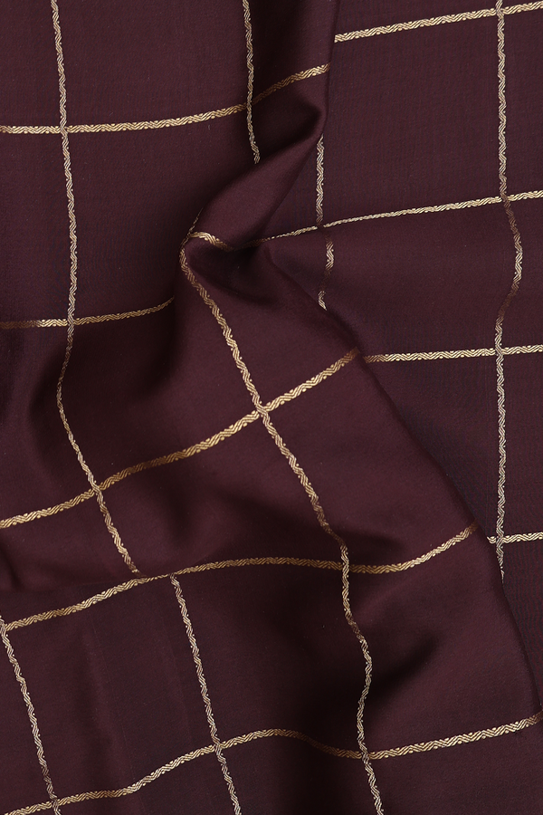 Mysore Silk Saree In Coffee Brown With Checks Design
