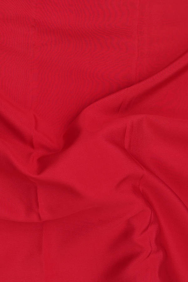 Mysore Silk Saree In Plain Chilli Red With Contrast Border