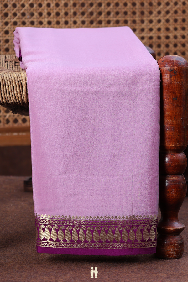 Mysore Silk Saree In Dusty Lavender With Contrast Border