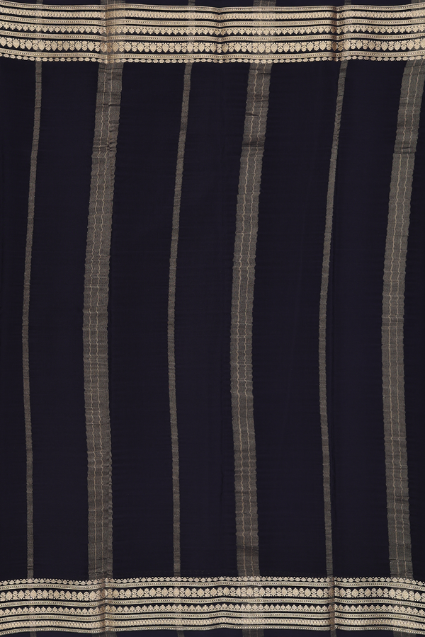 Mysore Silk Saree In Plain Black With Zari Border