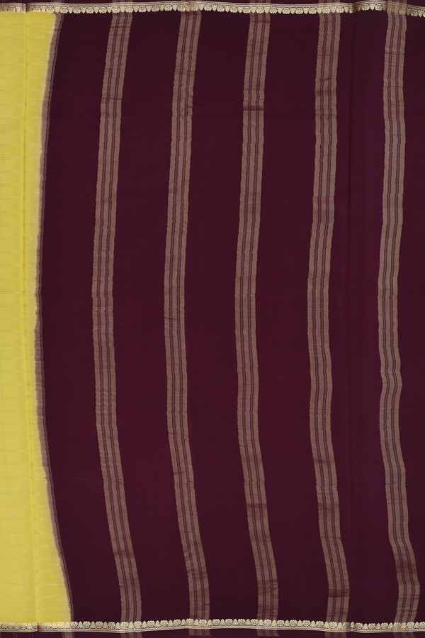 Mysore Silk Saree In Yellow With Checks Design