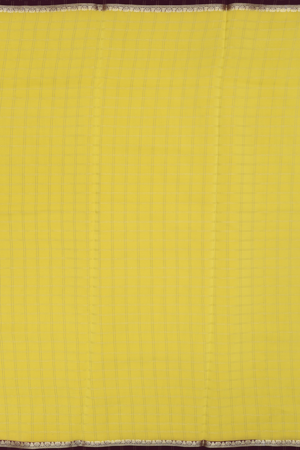 Mysore Silk Saree In Yellow With Checks Design