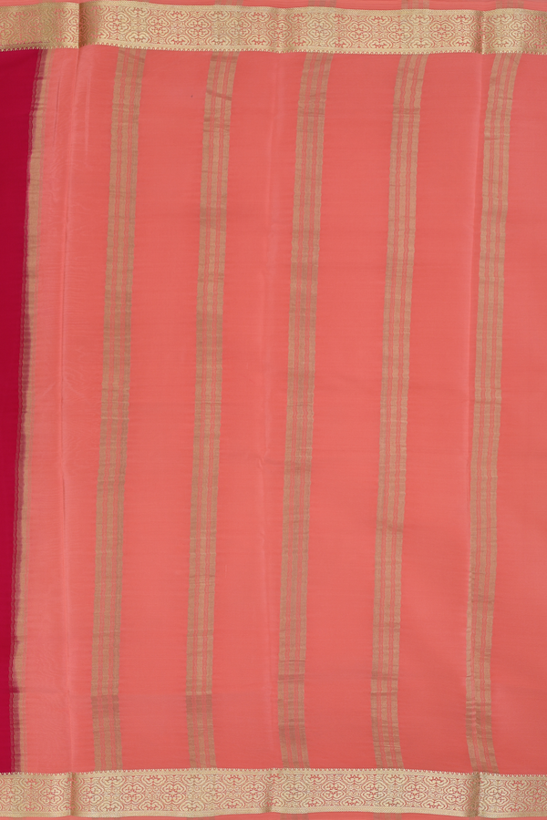 Mysore Silk Saree In Plain Pink With Zari Border