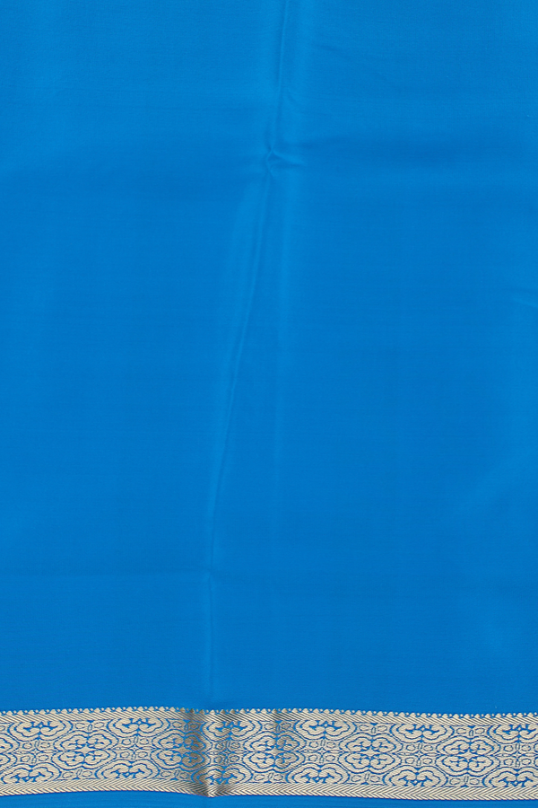 Mysore Silk Saree In Cerulean Blue With Zari Border