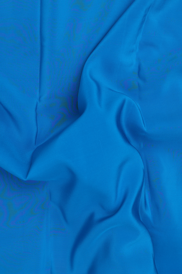Mysore Silk Saree In Cerulean Blue With Zari Border