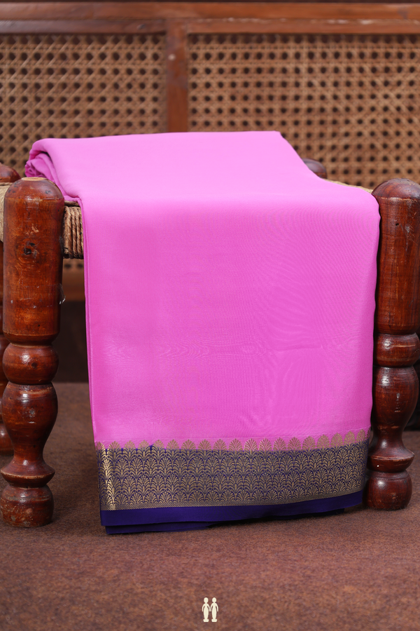 Mysore Silk Saree In Lavender Pink With Contrast Border