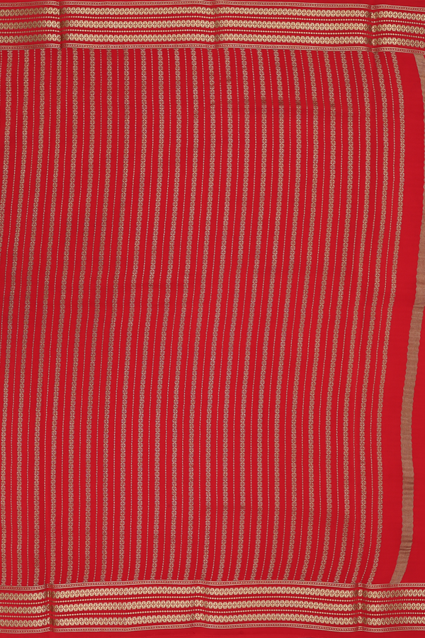 Mysore Silk Saree In Scarlet Red With Checks Design