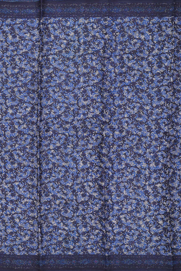 Printed Silk Saree In Blue With Allover Design