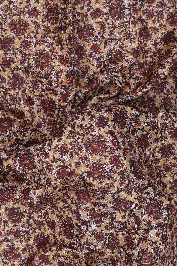 Printed Silk Saree In Light Brown With Floral Design