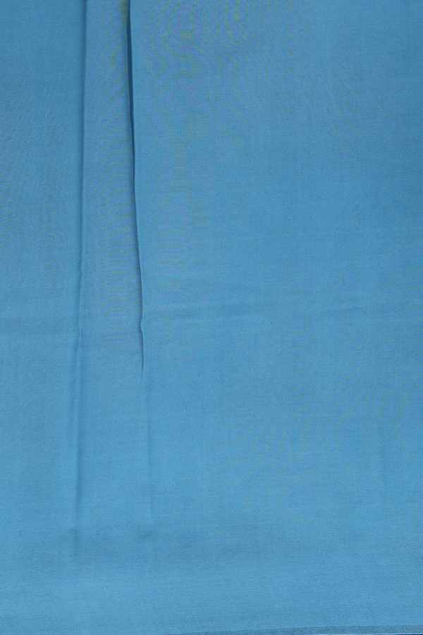 Printed Silk Saree In Blue With Floral Motifs