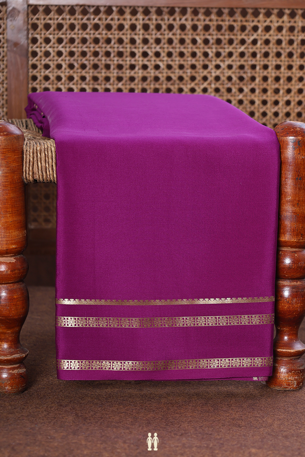 Mysore Silk Saree In Plain Deep Purple With Floral Border