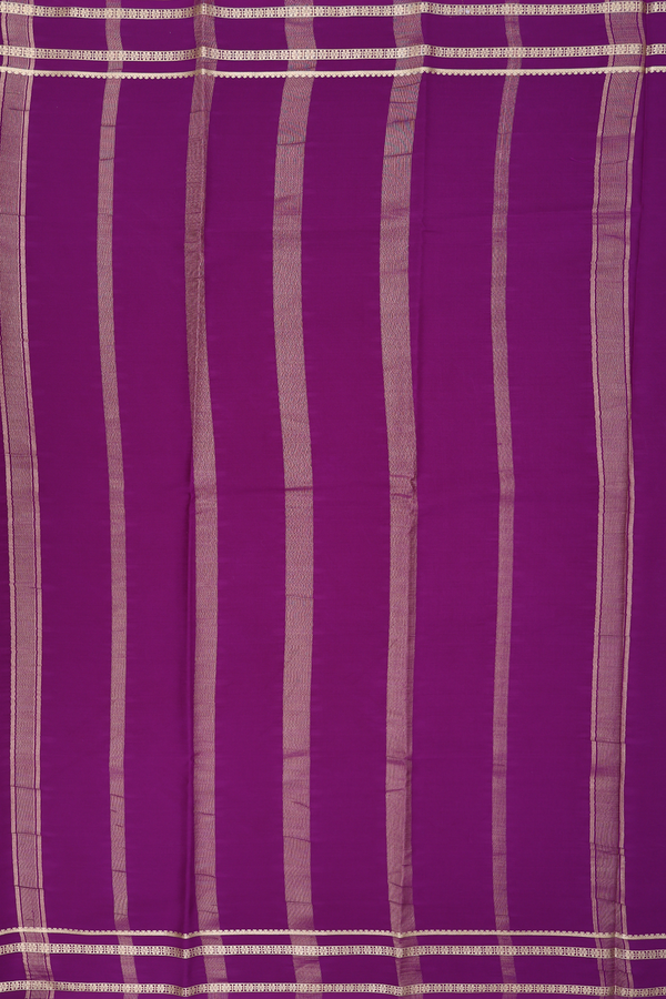 Mysore Silk Saree In Plain Deep Purple With Floral Border
