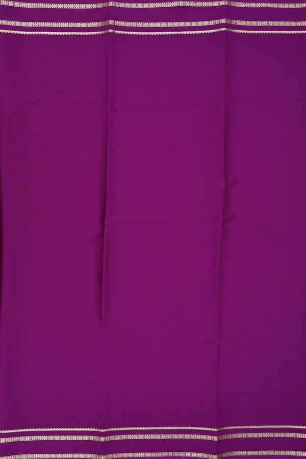 Mysore Silk Saree In Plain Deep Purple With Floral Border