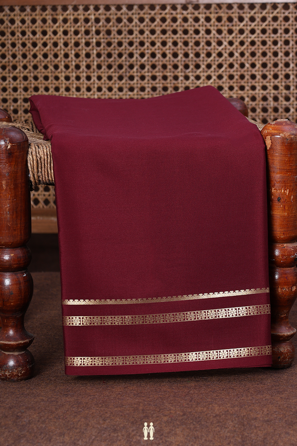 Mysore Silk Saree In Plain Coffee Brown With Floral Border