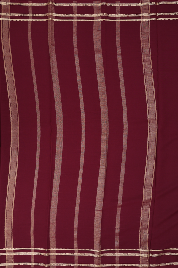 Mysore Silk Saree In Plain Coffee Brown With Floral Border