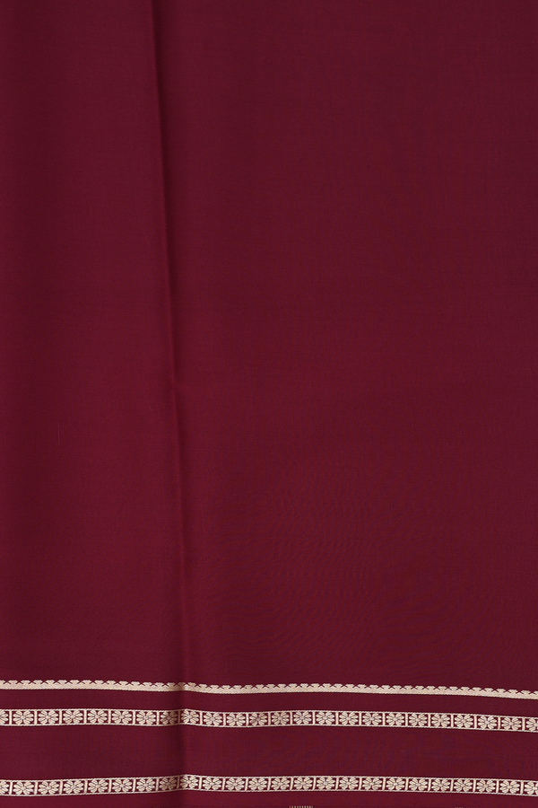 Mysore Silk Saree In Plain Coffee Brown With Floral Border