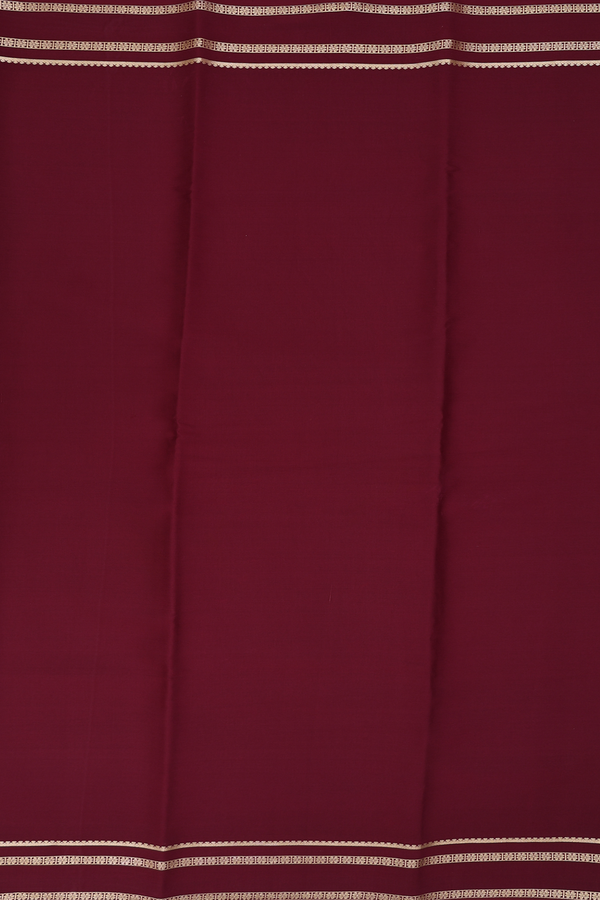 Mysore Silk Saree In Plain Coffee Brown With Floral Border