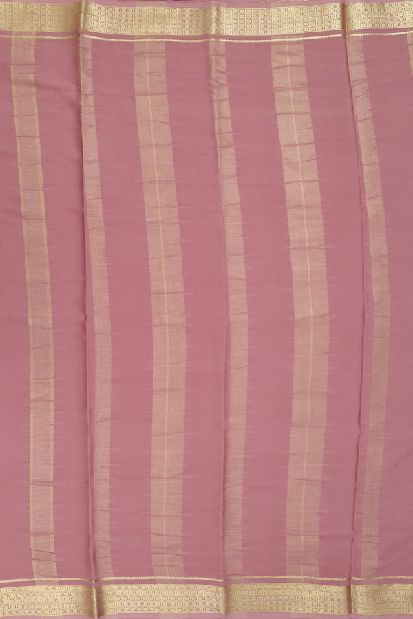 Mysore Silk Saree In Plain Rose Brown With Zari Border
