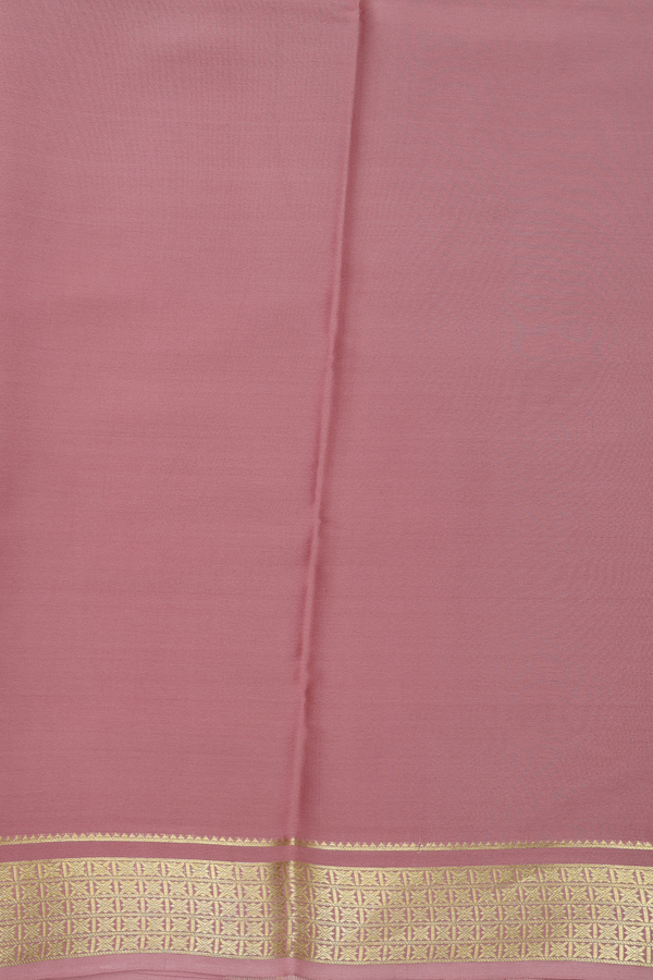 Mysore Silk Saree In Plain Rose Brown With Zari Border