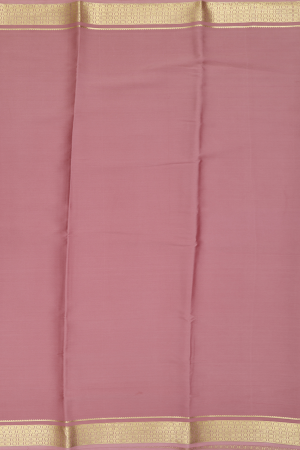 Mysore Silk Saree In Plain Rose Brown With Zari Border